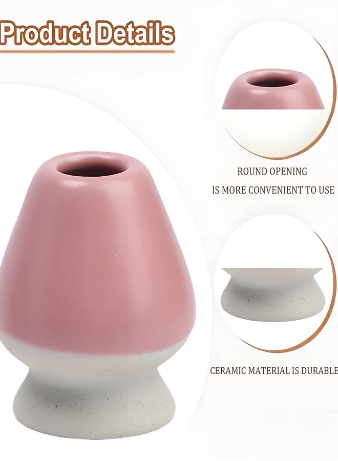 CartHome طقم شاي ماتشا وردي مكون من 5 قطع مع مضرب ماتشا، مناسب للمناسبات التقليدية، وحامل المضرب، وأدوات الشاي لعشاق الماتشا. - Image 3